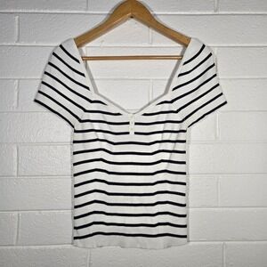 Anthropologie Maeve Striped Sweetheart Top XL Preppy Minimalist Indie‎ Sleeze